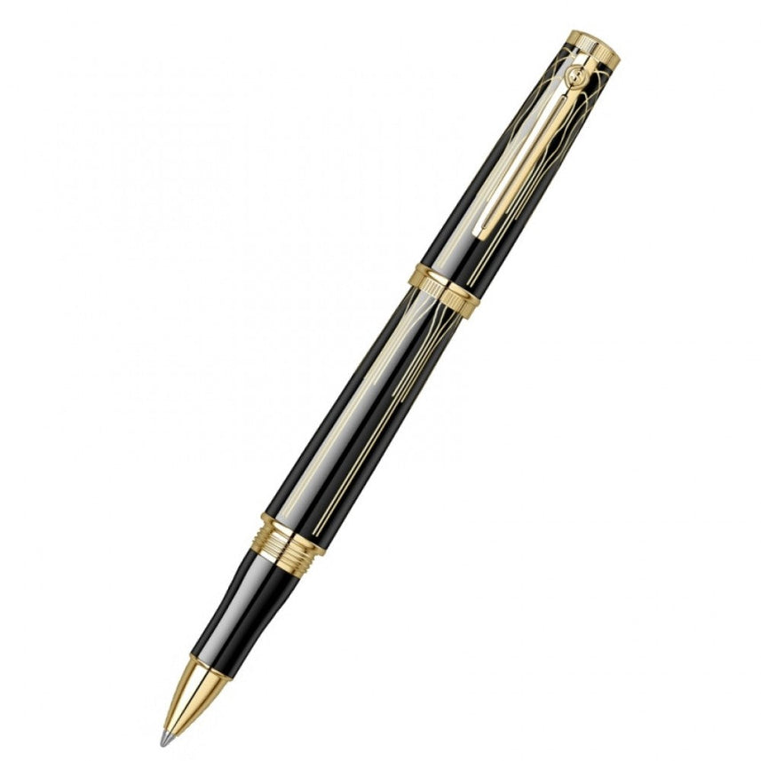 Scrikss | Heritage | Glossy Black | Roller ball Pen | 23k Gold Plated | 1.0mm