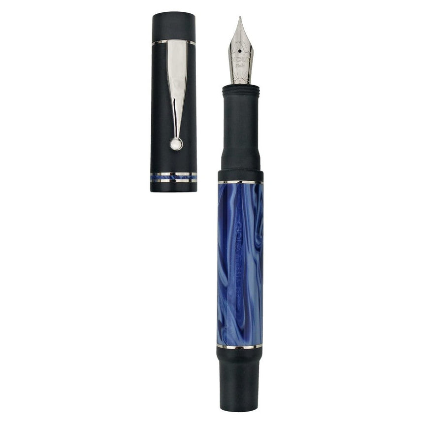 GIOIA Alleria Mare Blue-Black Fountain Pen – Chrome Trim