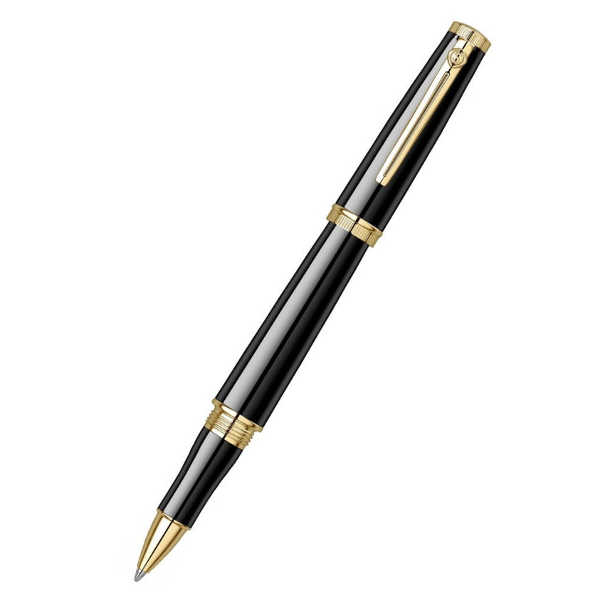 Scrikss | Heritage | Glossy Black | Roller Ball Pen | 23k Gold Plated | 1.0mm Point refill