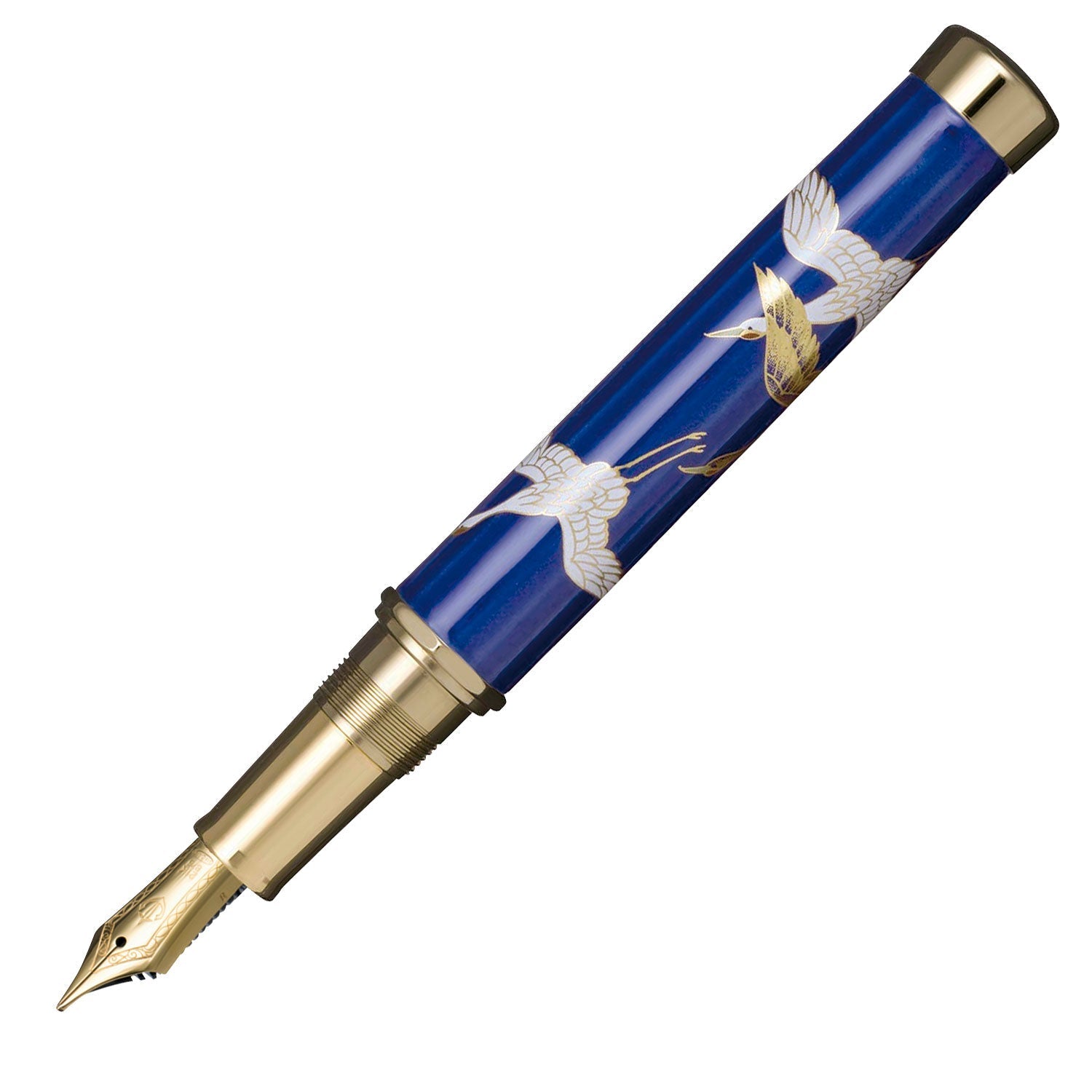 Arita porcelain 400th anniversary commemorative fountain pen, Lapis Lazuli, Crane Dance (Koransha)