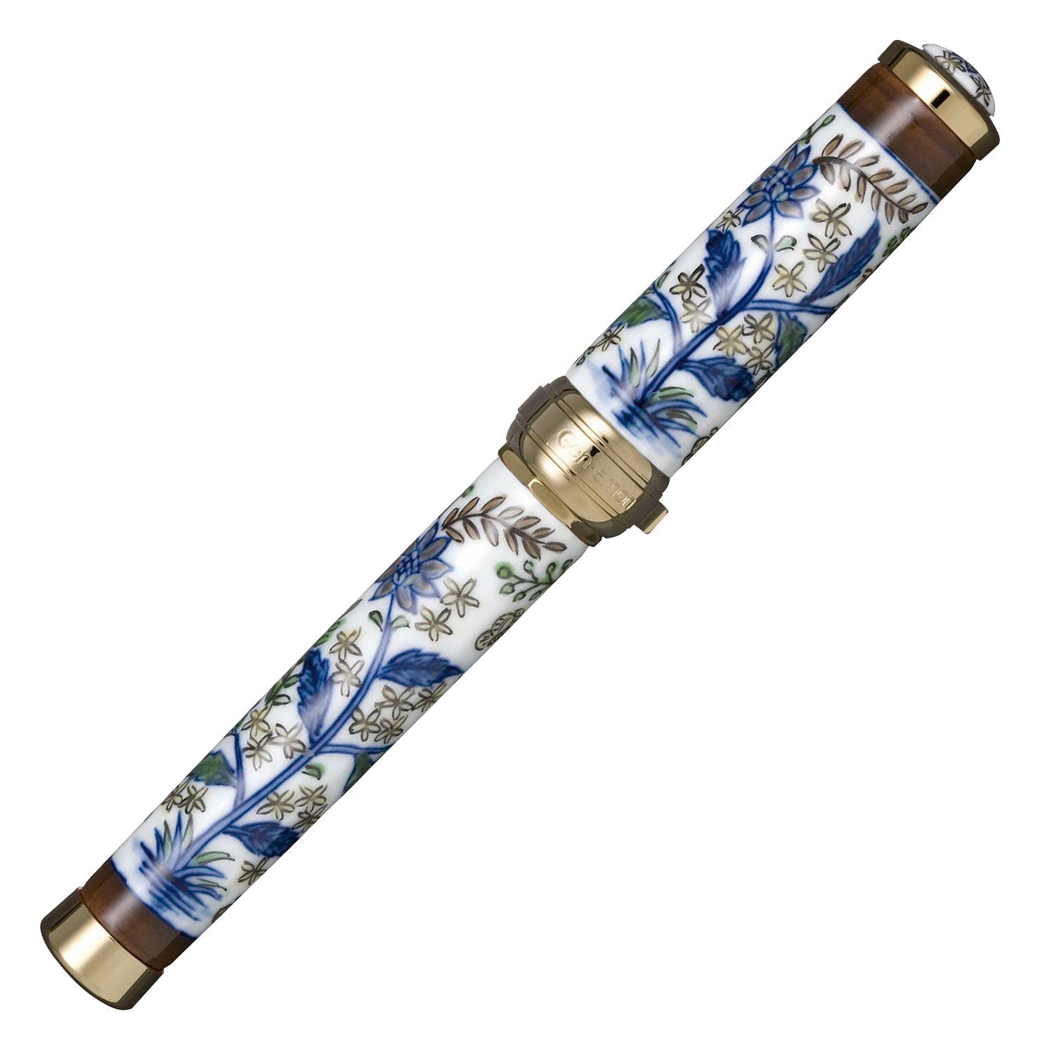 Arita Ware 400th Anniversary Fountain Pen, Dyed Nishiki Calico Hand Flower Butterfly Crest (Made by Gen'emon Kiln)