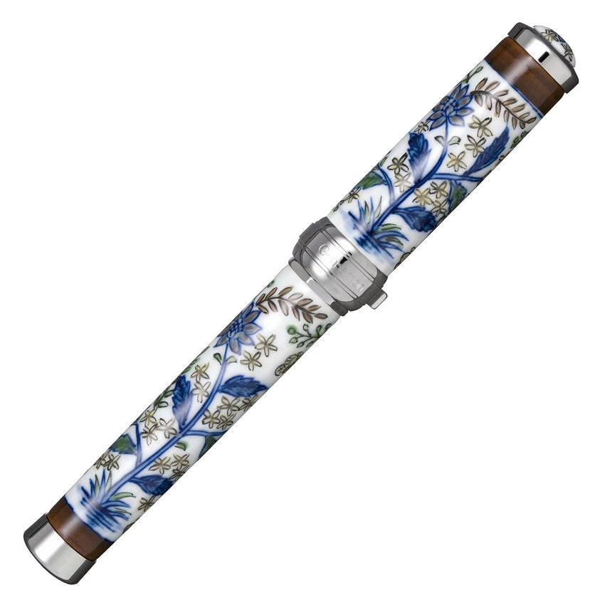 Arita Ware 400th Anniversary Fountain Pen, Dyed Nishiki Calico Hand Flower Butterfly Crest (Made by Gen'emon Kiln)