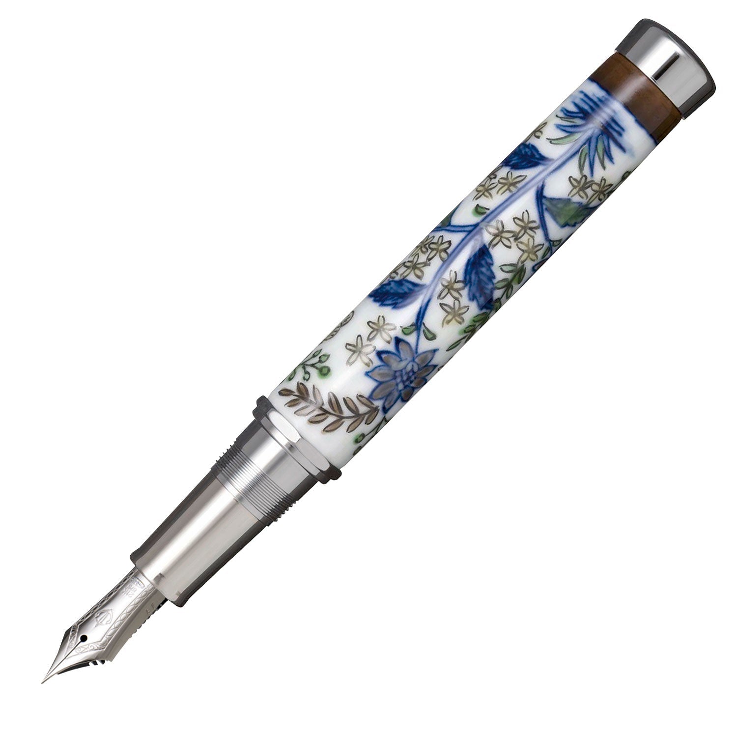 Arita Ware 400th Anniversary Fountain Pen, Dyed Nishiki Calico Hand Flower Butterfly Crest (Made by Gen'emon Kiln)