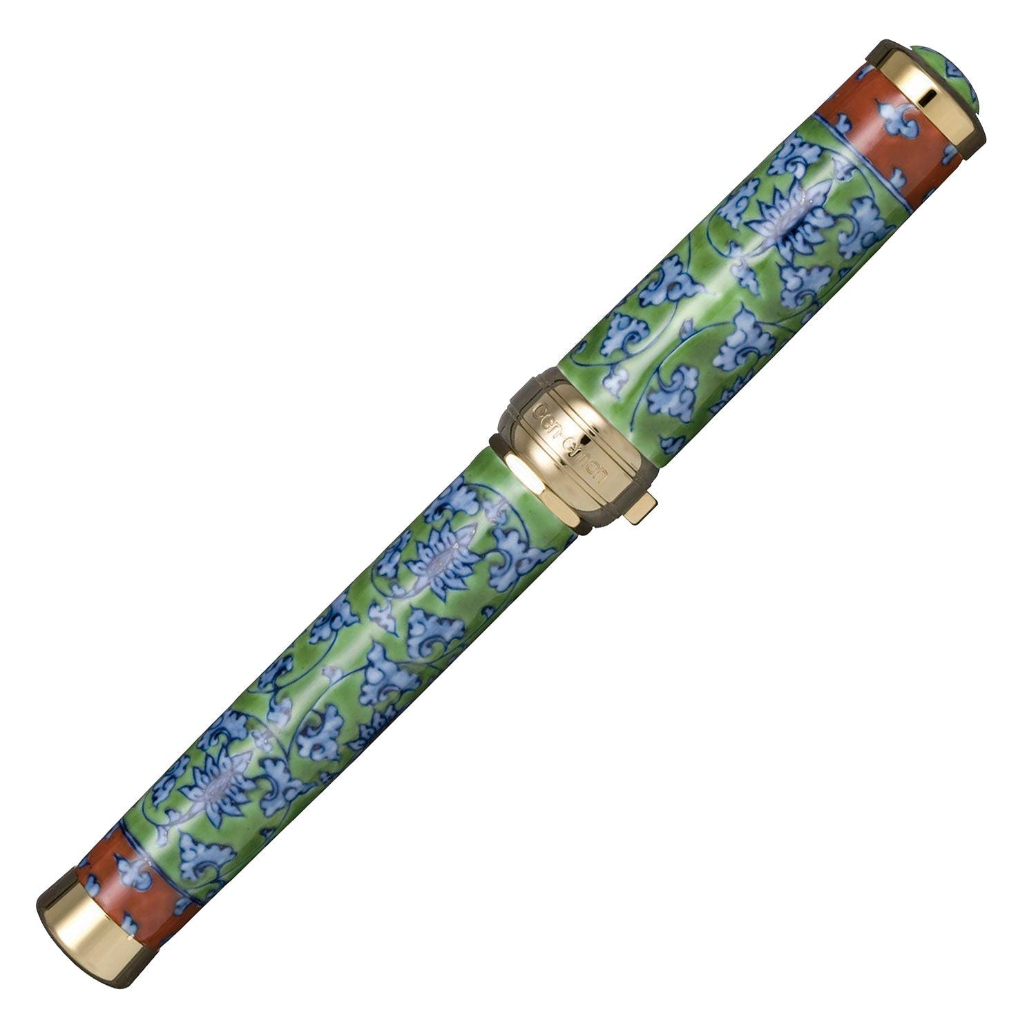 Arita porcelain 400th anniversary commemorative fountain pen, green arabesque (made by Gen'emon Kiln)