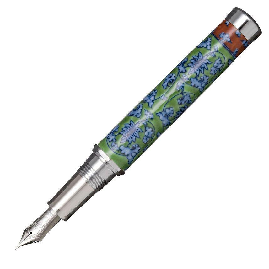 Arita porcelain 400th anniversary commemorative fountain pen, green arabesque (made by Gen'emon Kiln)