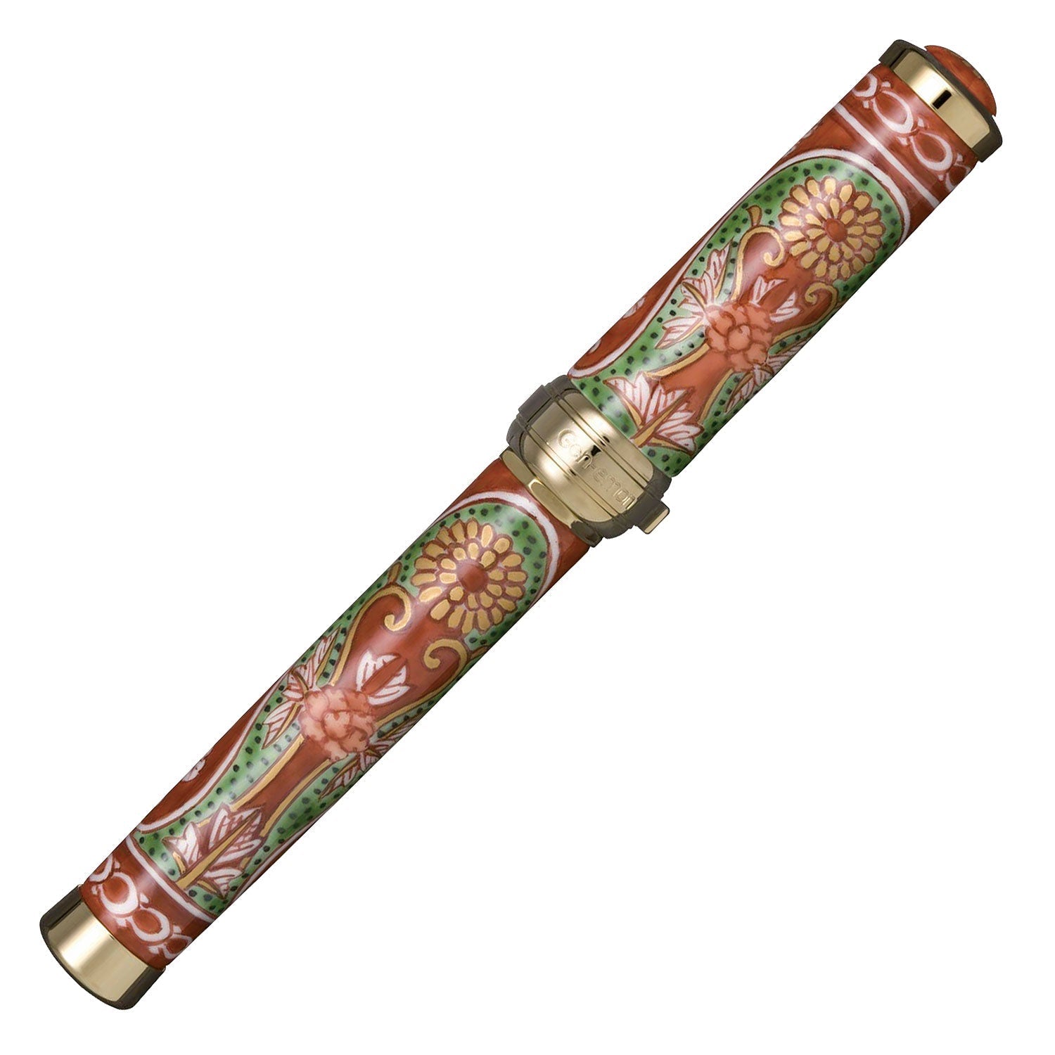 Arita porcelain 400th anniversary commemorative fountain pen with deep red chrysanthemum design (made by Gen'emon Kiln)