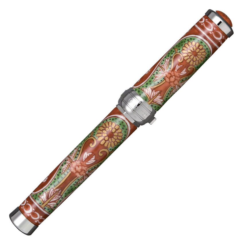 Arita porcelain 400th anniversary commemorative fountain pen with deep red chrysanthemum design (made by Gen'emon Kiln)