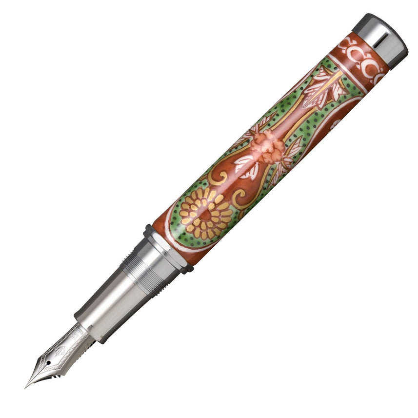 Arita porcelain 400th anniversary commemorative fountain pen with deep red chrysanthemum design (made by Gen'emon Kiln)