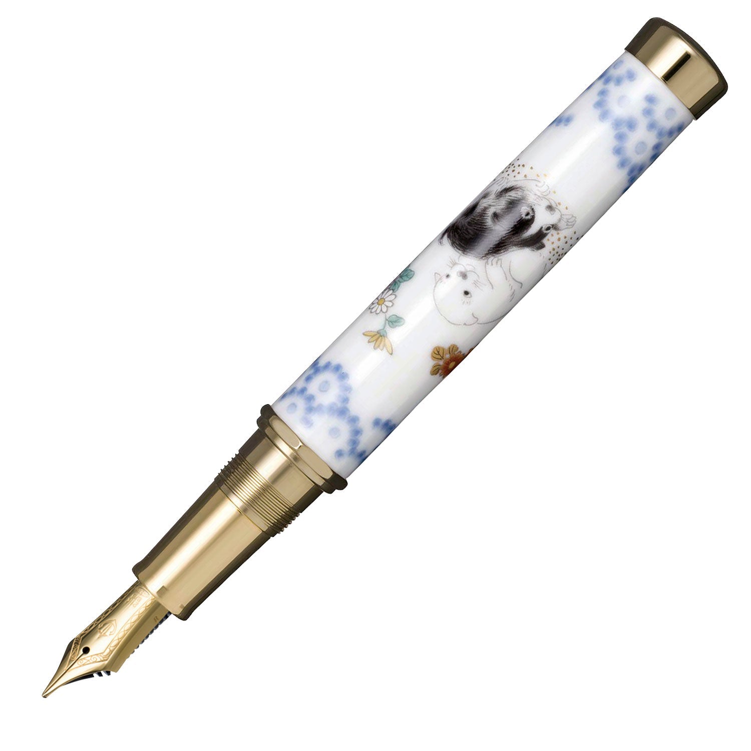 Arita porcelain 400th anniversary commemorative fountain pen, Somenishiki, Playing Dog (Koransha)