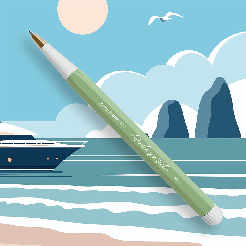LEUCHTTURM1917 Gel Pen with Document Proof Black Ink | Drehgriffel No. 1 |Sage Green| Twist Mechanism