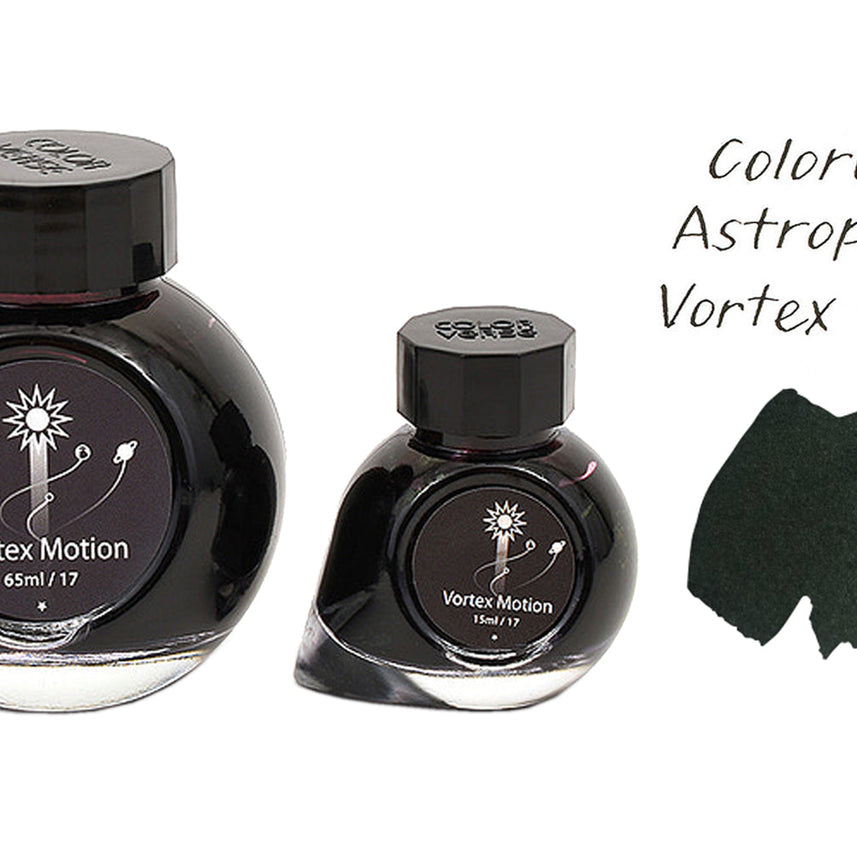 Colorverse | Astrophysics Series | Season 2 | Vortex Motion | Fountain Pen Ink | Black | 65ml and 15ml | 2 Bottle Set