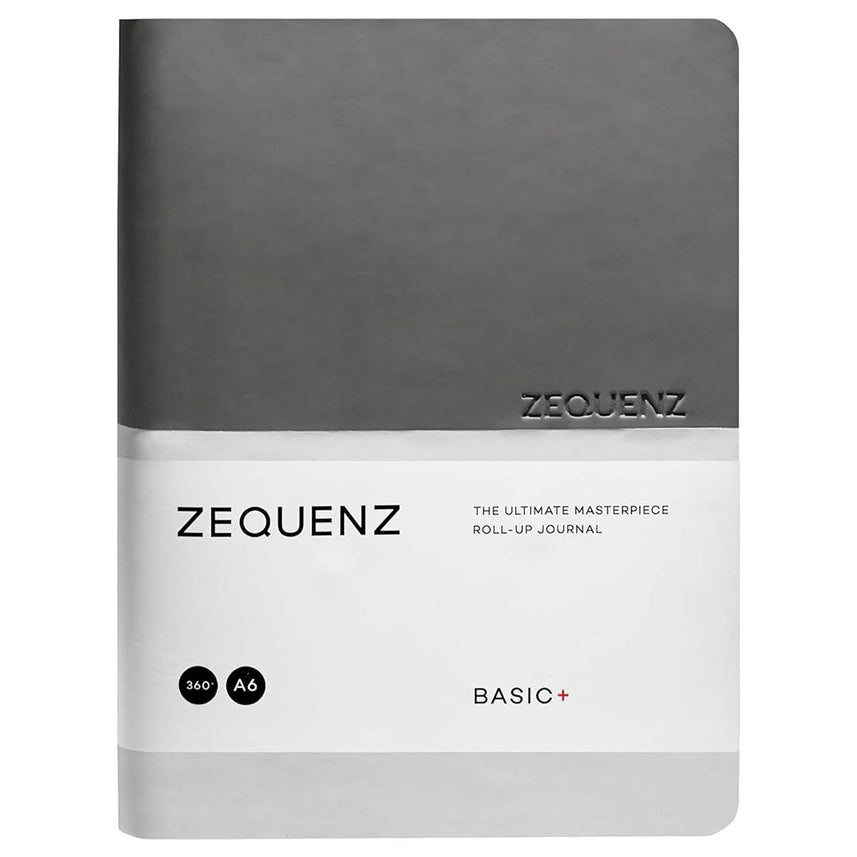 Zequenz A6 Size Grey White Notebook Squared & Blank Acid Free Paper 200 Pages each Ruling 400 Pages 70GSM 360 Degree Flexibility 100% Handmade PU and White paper Basic Plus Series