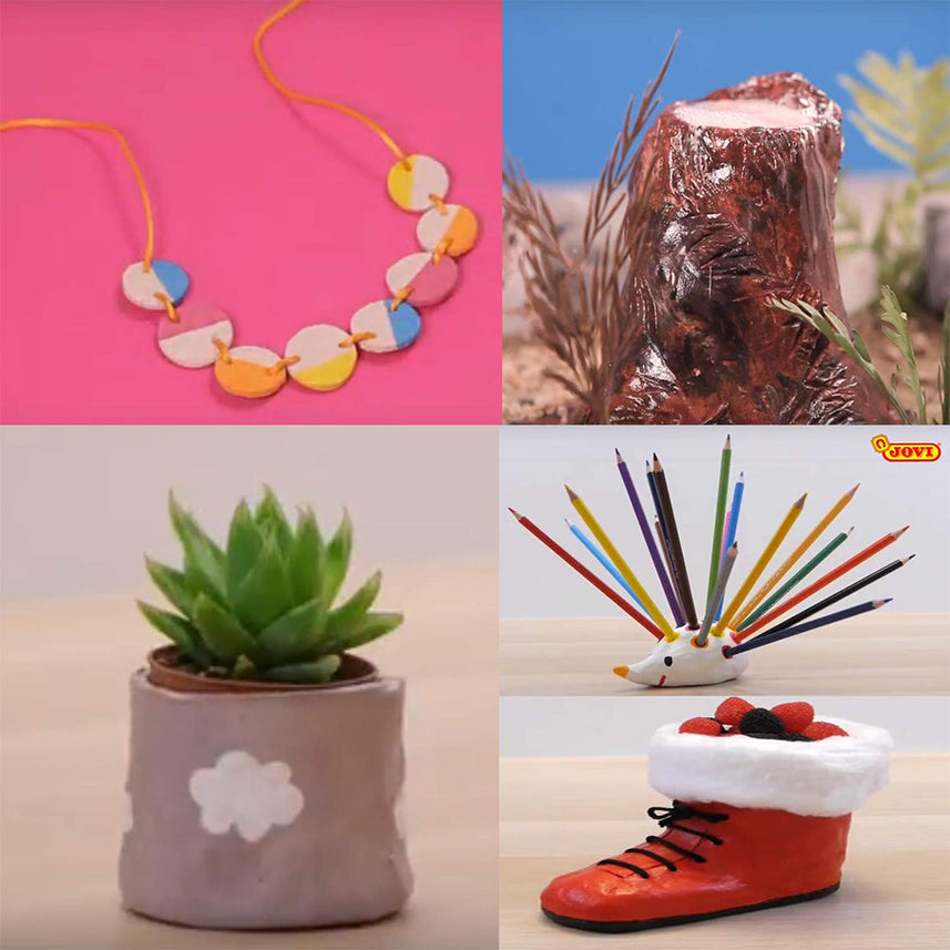 Jovi European Air-Dry Modeling Natural Terracotta Clay 3 Packets - Each Pack of 250 Grams for Sculpting Pottery Art & Craft Handicraft Educational Purpose Fine Motor Skills