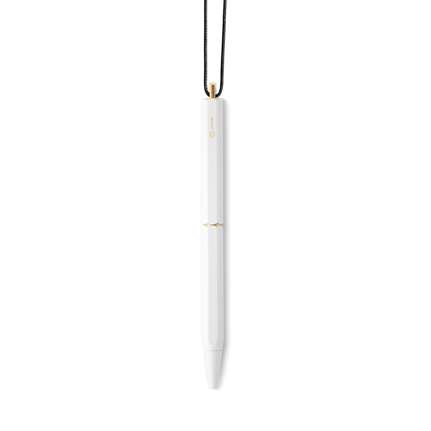 Ystudio Classic Revolve Portable Ballpoint Pen Brass (White finish)