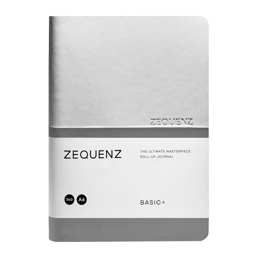 Zequenz A6 Size White Silver Notebook Squared & Blank Acid Free Paper 200 Pages each Ruling 400 Pages 70GSM 360 Degree Flexibility 100% Handmade PU and White paper Basic Plus Series