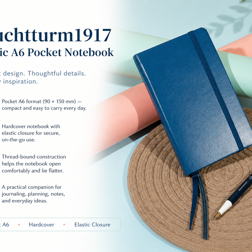 LEUCHTTURM1917 Hardcover Notebook Pocket (A6), Dotted, 187 Pages - Indigo