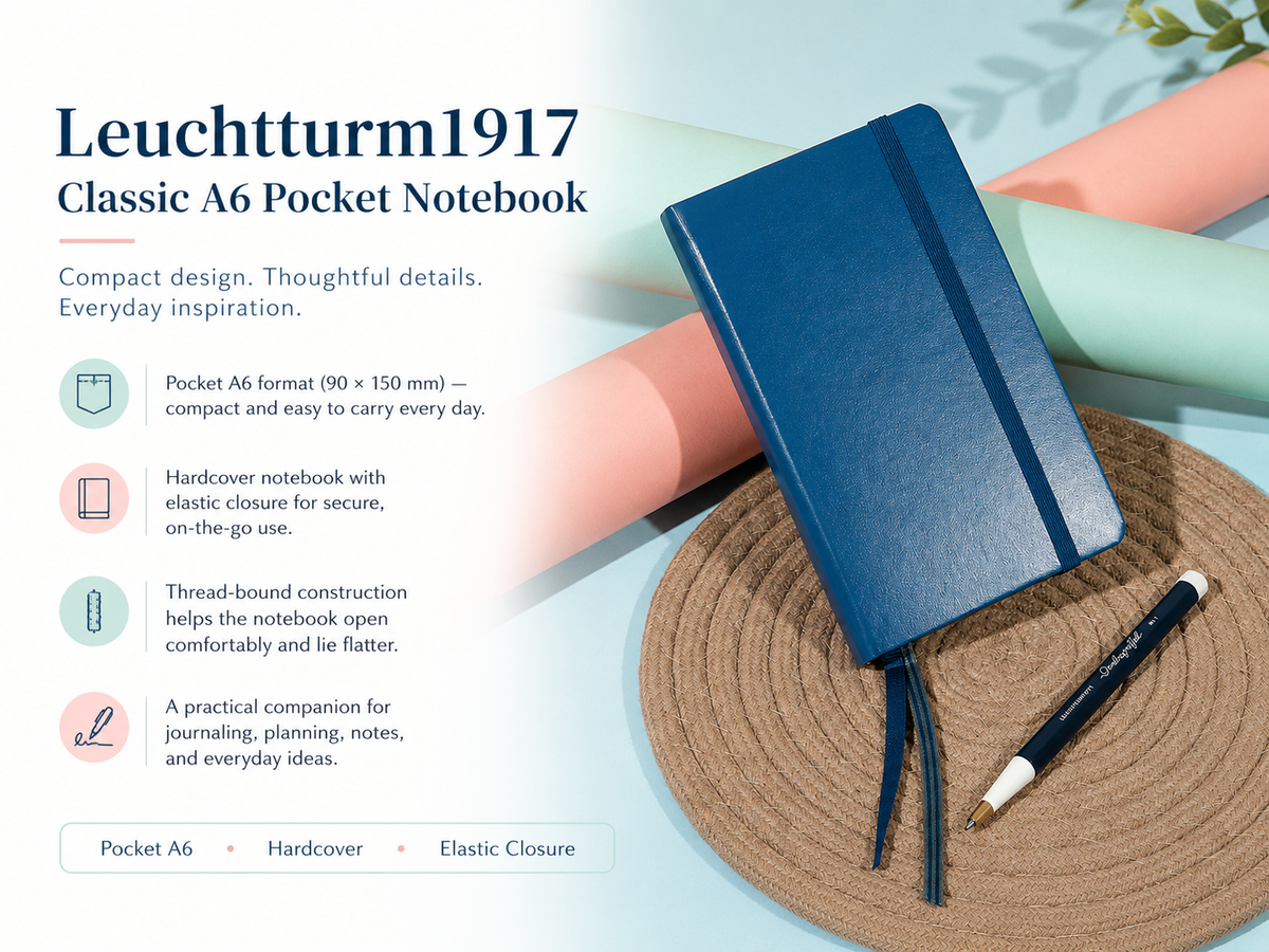 LEUCHTTURM1917 Hardcover Notebook Pocket (A6), Dotted, 187 Pages - Indigo