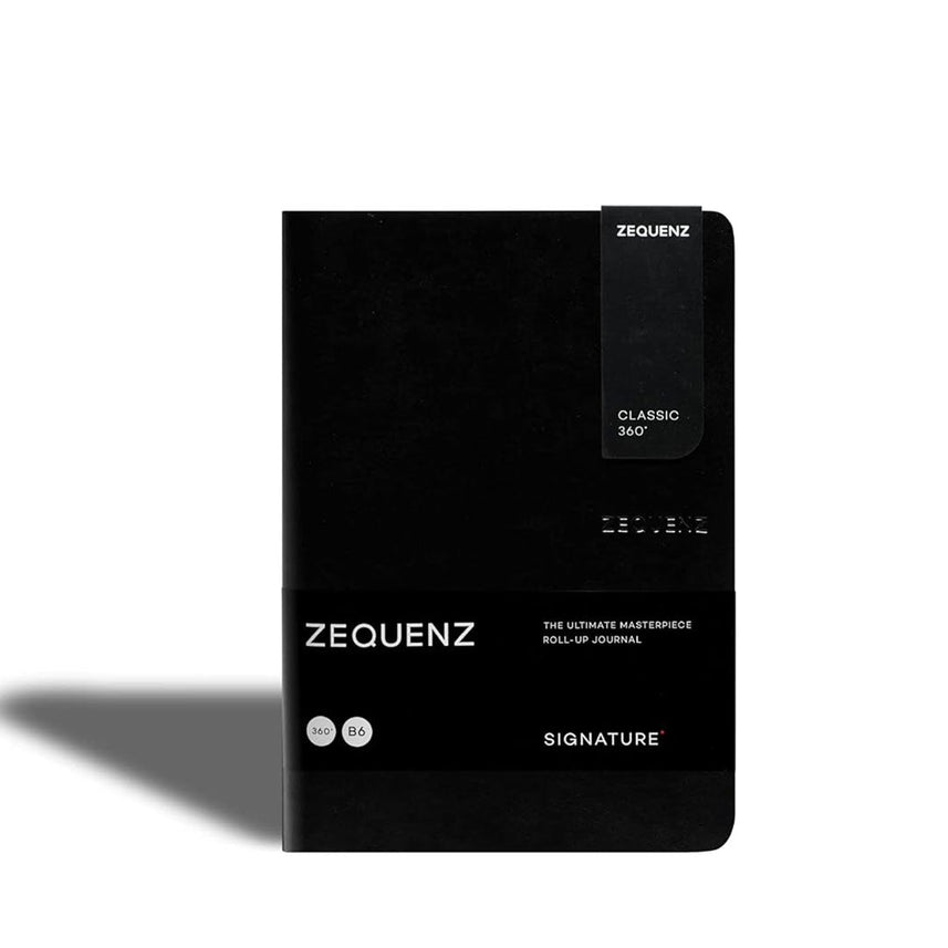 Zequenz B6 Ruled Notebook – Black | Roll-up journal | 200 Sheets, 70 GSM | 360° Flexible Soft Cover| Classic Signature Series