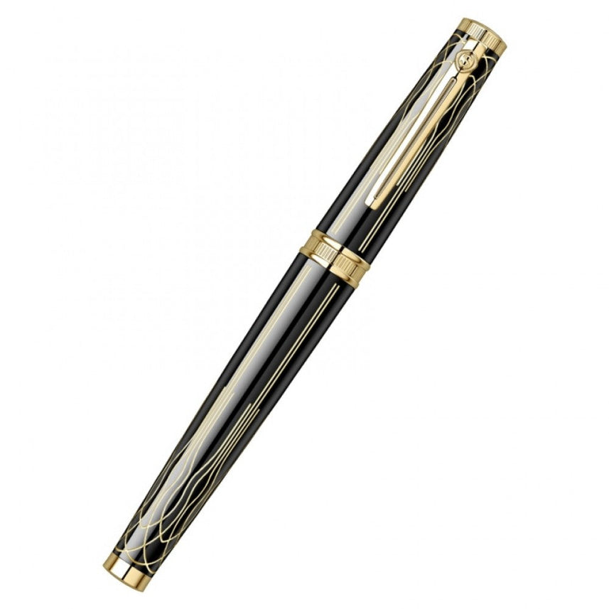 Scrikss | Heritage | Glossy Black | Roller ball Pen | 23k Gold Plated | 1.0mm