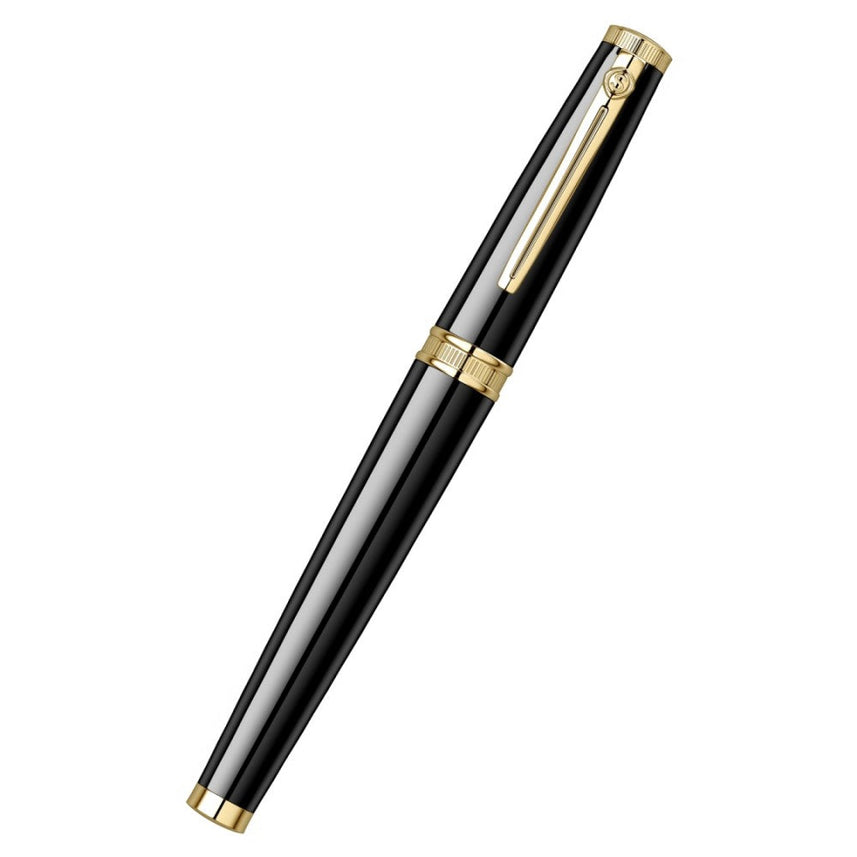 Scrikss | Heritage | Glossy Black | Roller Ball Pen | 23k Gold Plated | 1.0mm Point refill