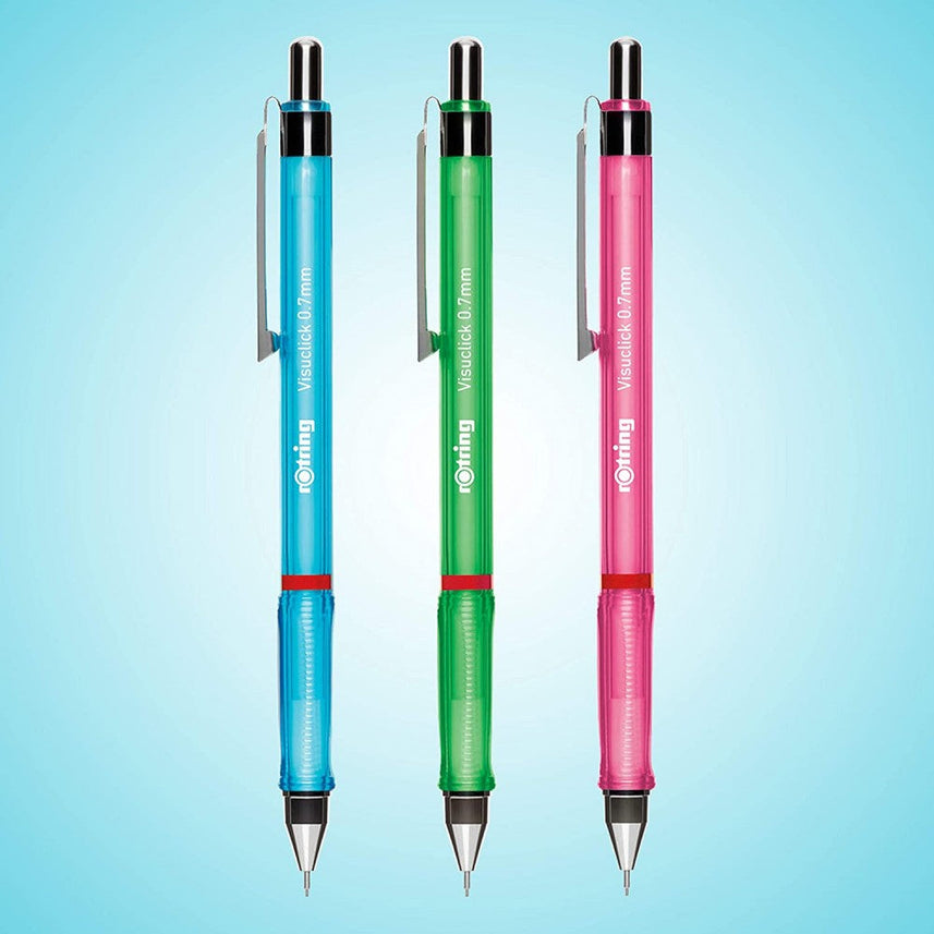Rotring | Visuclick | Mechanical Pencil | 0.7 mm | Pink, Blue And Green | Pack Of 3