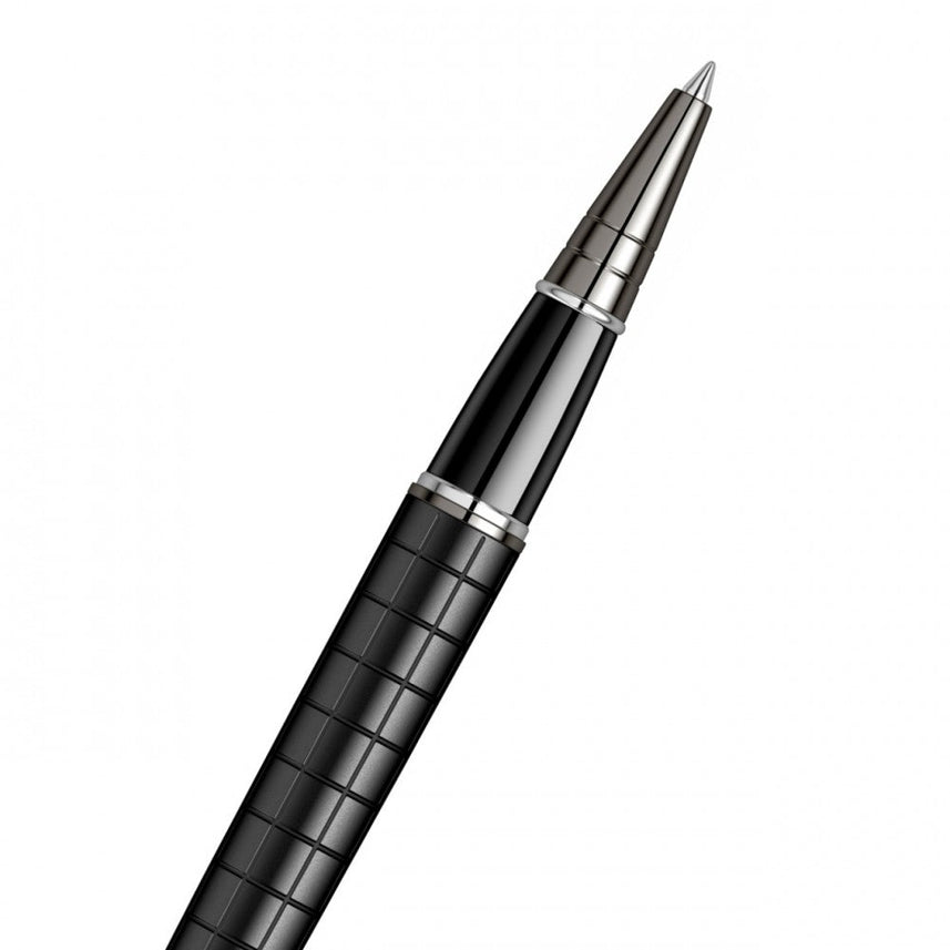 Scrikss | Honour 38 | Matt Black | Roller Ball Point Pen | Checkered Pattern