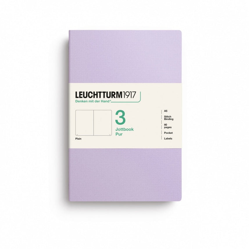 LEUCHTTURM1917 Jottbook A5, Pack of 3, Plain, Lilac
