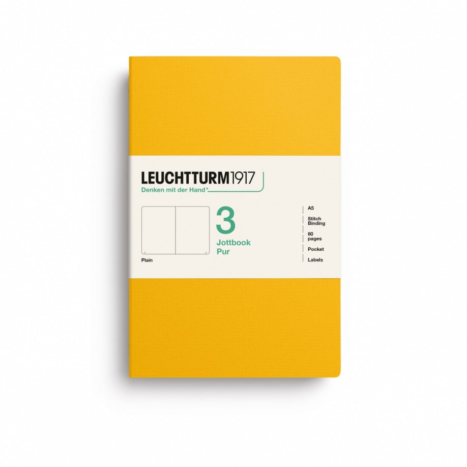 LEUCHTTURM1917 Softcover Jottbook Medium (A5), Plain, 80 Pages, Pack of 3 - Sunflower