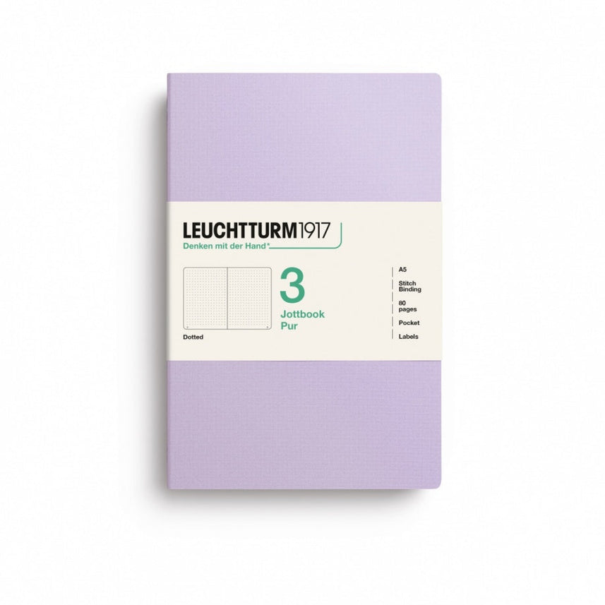 Jottbook pur (A5), 80 numbered pages, dotted, Lilac, pack of 3