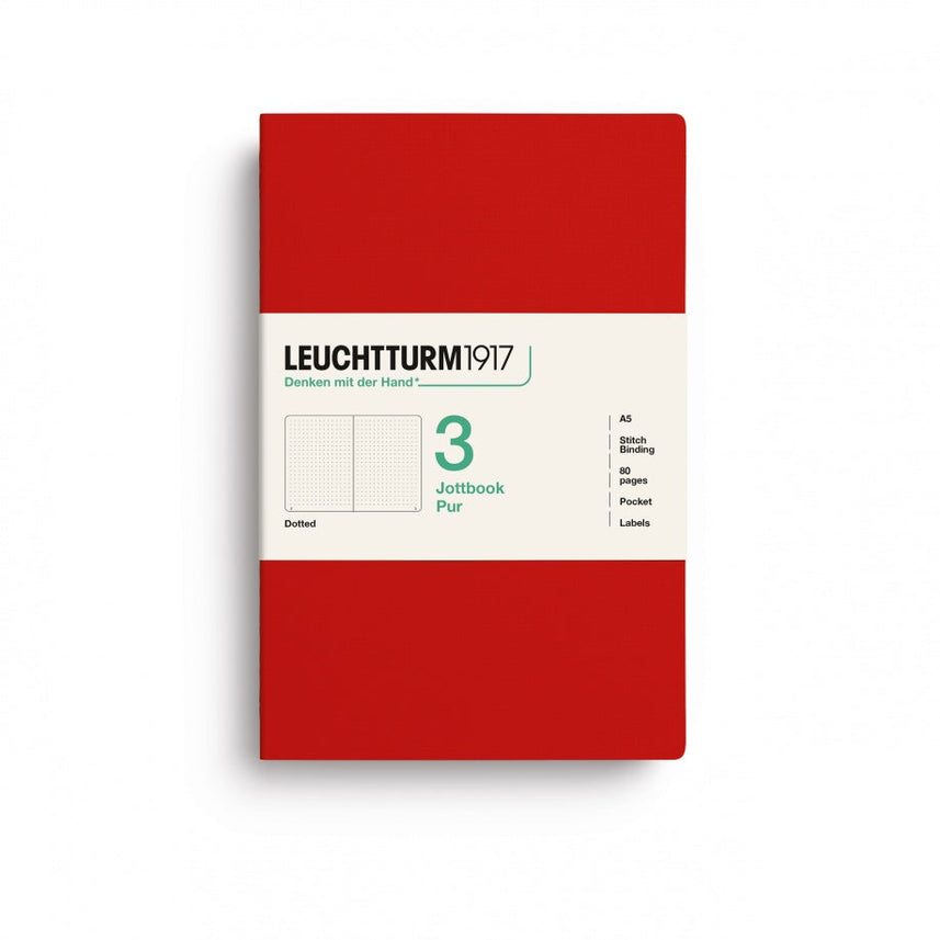 Jottbook pur (A5), 80 numbered pages, dotted, Cherry