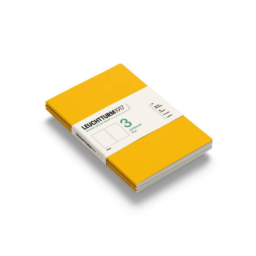 LEUCHTTURM1917 Softcover Jottbook Medium (A5), Plain, 80 Pages, Pack of 3 - Sunflower