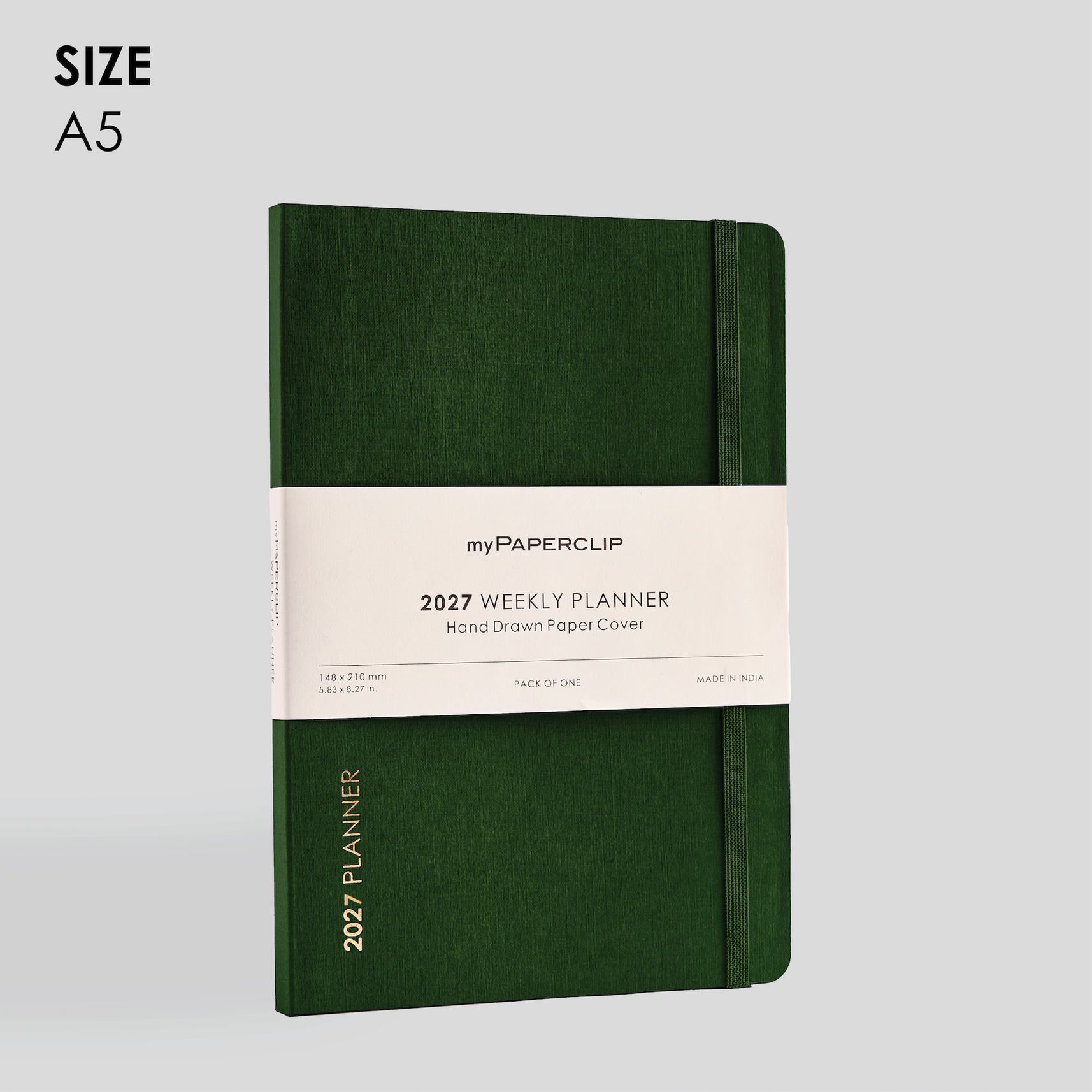 2027 Weekly Planner A5 Model D1 (Soft Cover) - Green