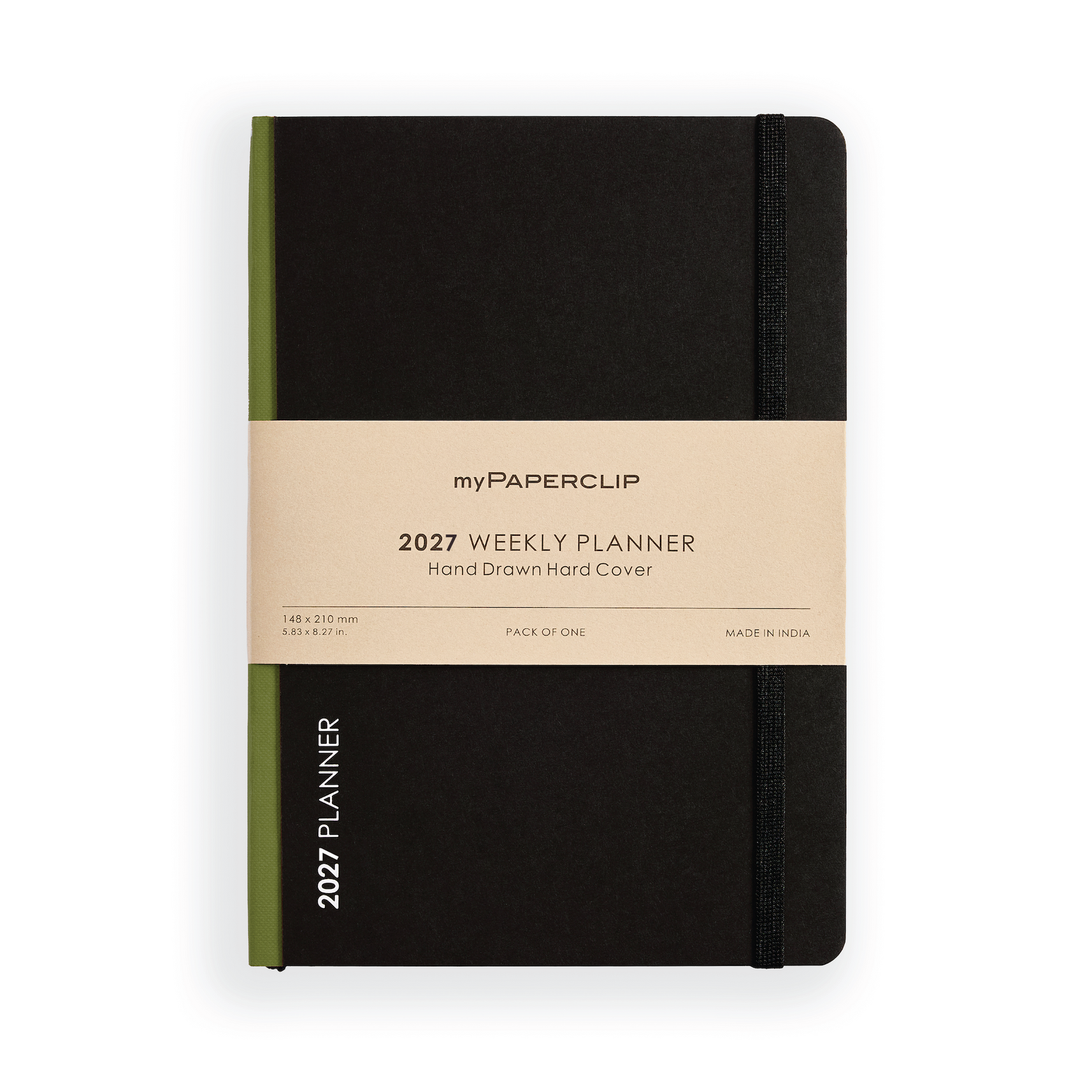 2027 Weekly Planner A5 Model D2 (Hard Cover) - Olive Green