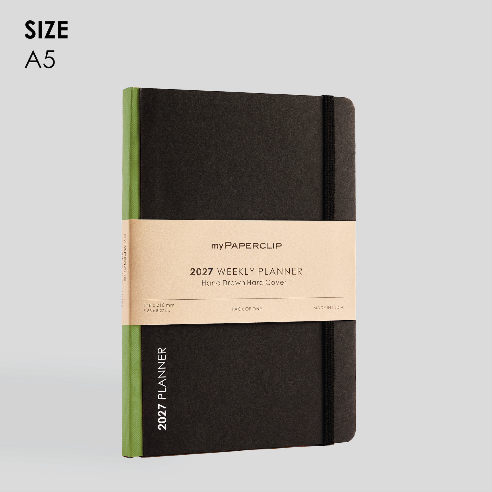 2027 Weekly Planner A5 Model D2 (Hard Cover) - Olive Green