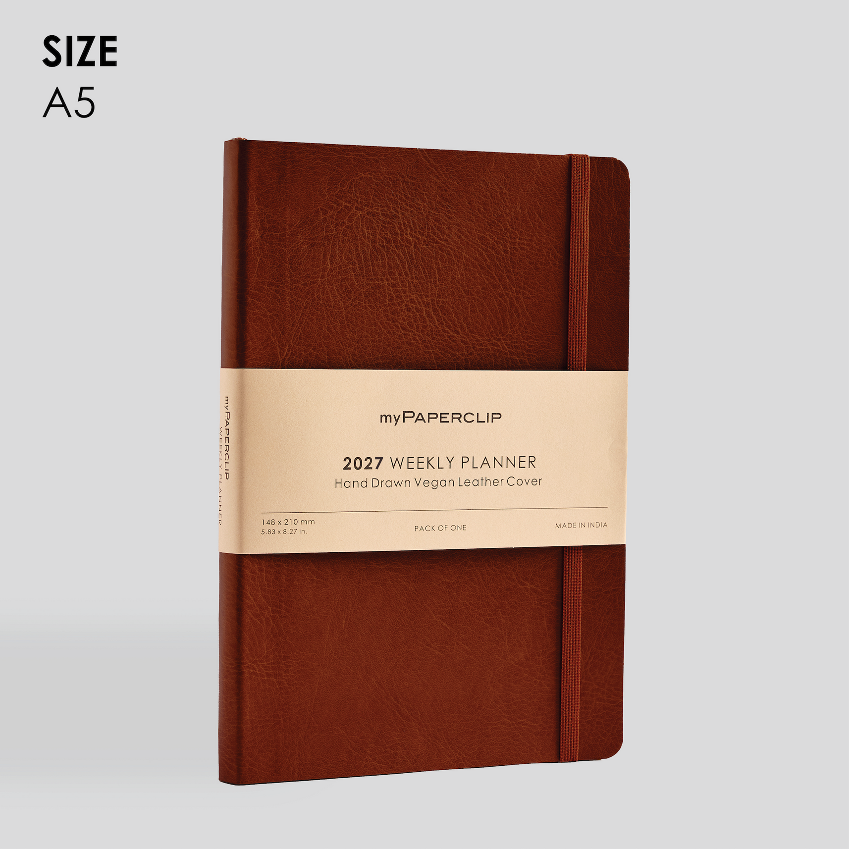 2027 Weekly Planner A5 Model R2 (Soft Cover) - Light Brown