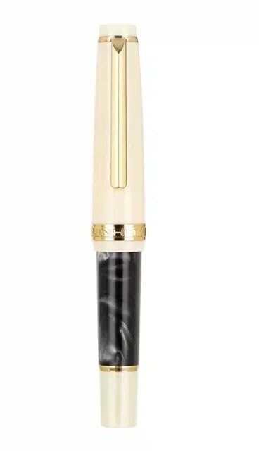 Jinhao 82 Mini Fountain Pen With Extra Fine, Smooth Writing Pocket Pen, Gold Trim, Acrylic Marble Black, Includes Converter
