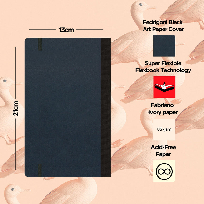 Flexbook | Plain | Medium A5 Size Notebook | Black | Flex Global