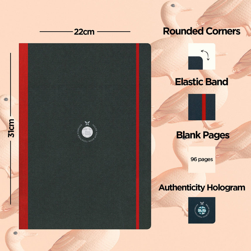 Flexbook | Blank | Large A4 Size Sketchbook | Red | Flex Global Sketchbook