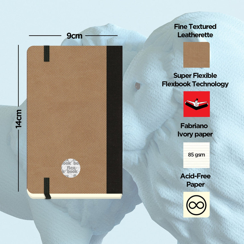 Flexbook | Ruled | Pocket A6 Size Notebook | Camel | Adventure Series