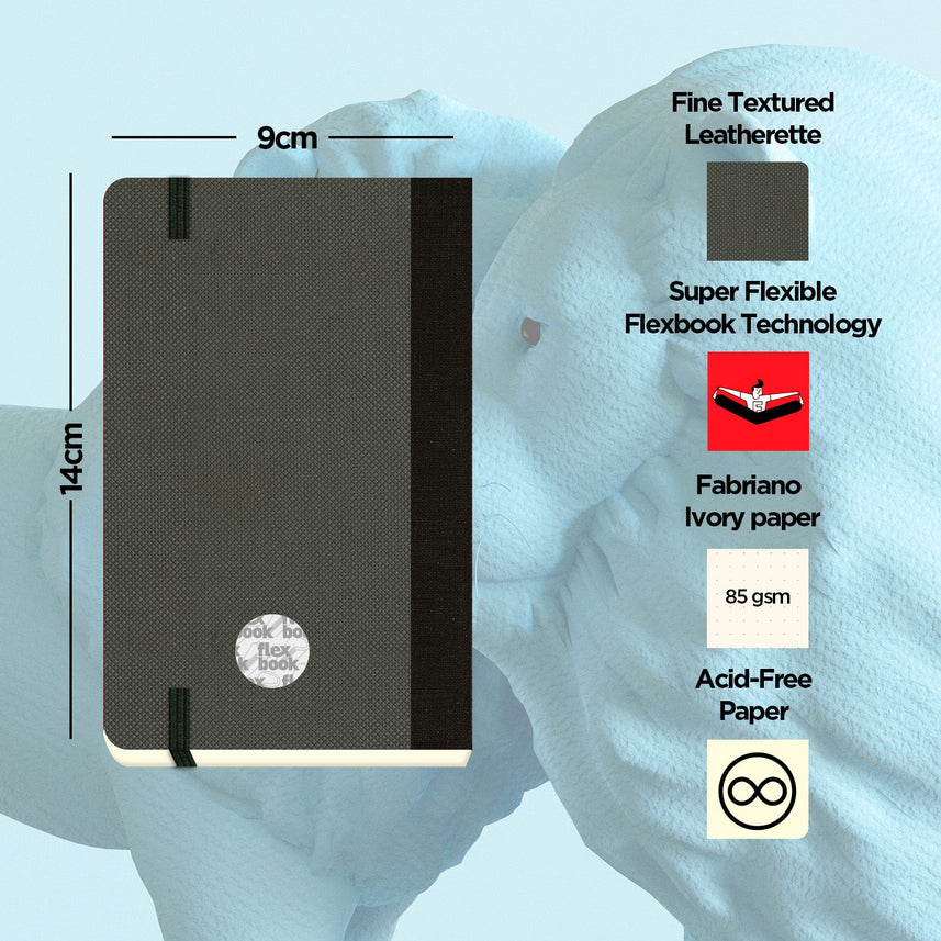 Flexbook | Dotted | Pocket A6 Size Notebook | Off Black | Adventure Series