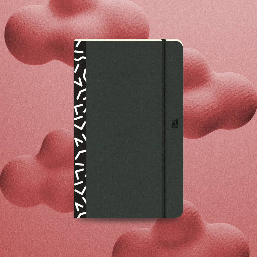 Flexbook | Ruled | Medium A5 Size Notebook | Black | Visions 'All Angles' Spine
