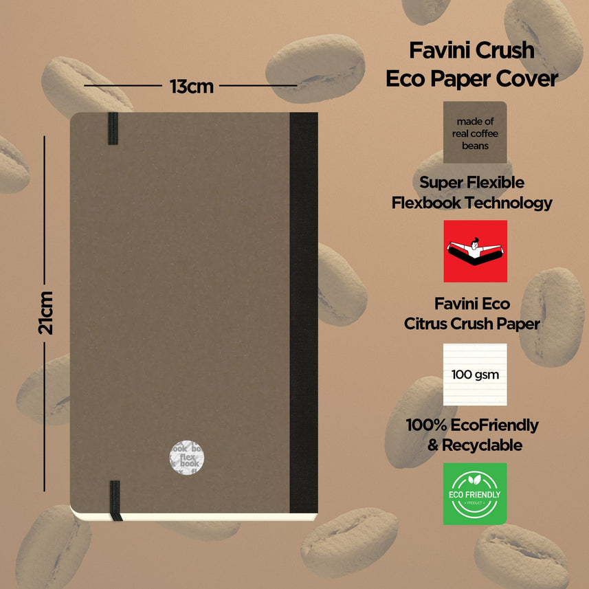 Flexbook | Ruled | Medium A5 Size Notebook | Coffee | Ecosmiles Eco Series
