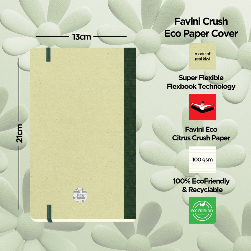 Flexbook | Ruled | Medium A5 Size Notebook | Kiwi | Ecosmiles Eco Series