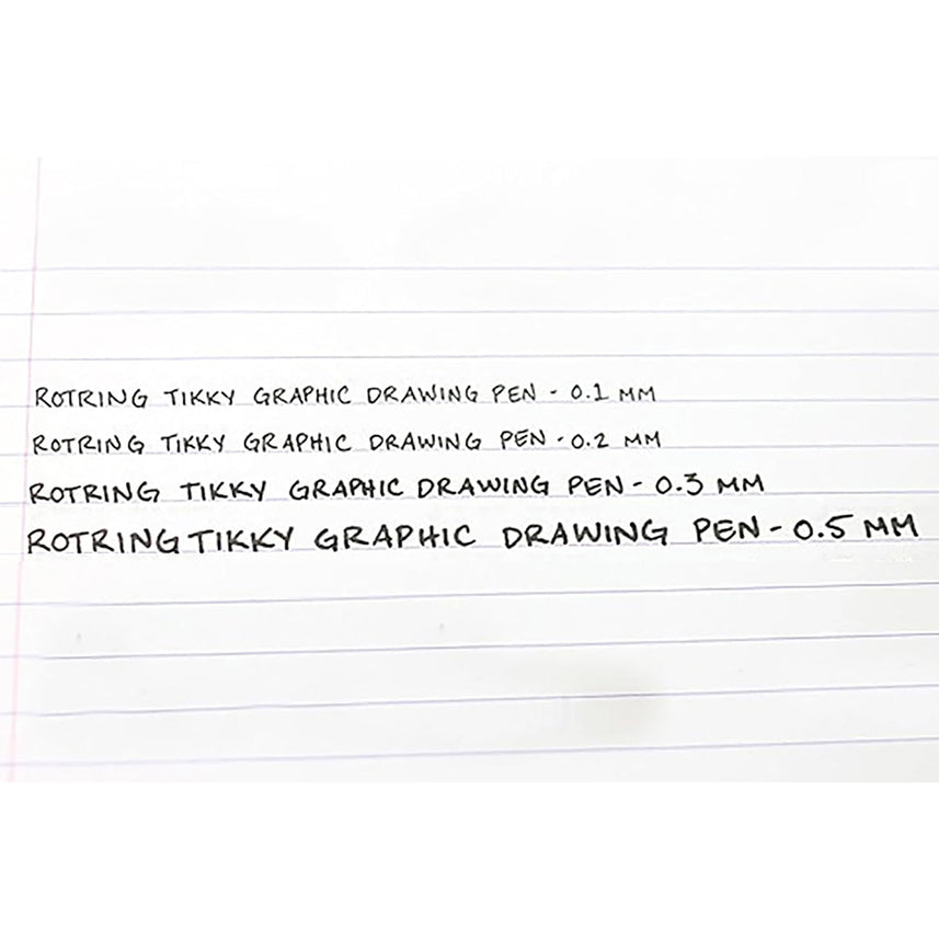 Rotring 0.1mm, 0.2mm, 0.3mm, 0.5mm Line Thickness Tikky Graphic Fineliner with Black Pigmented Lightfast And Water Resistant Ink For Long Life Drawings, Sketching, Non-Refillable, 5 Pen Set