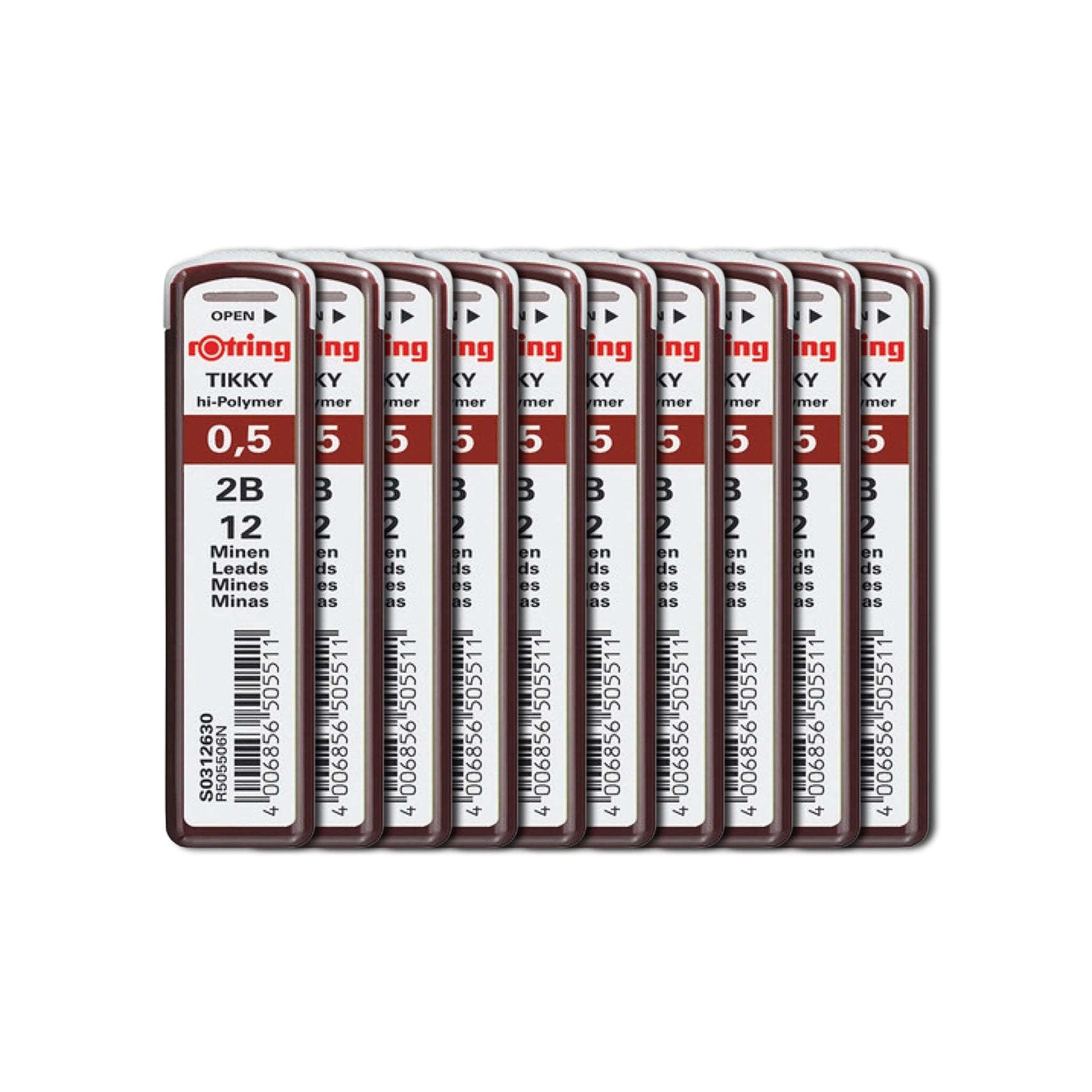 Rotring | Tikky | 0.5MM | 2B Replacement Leads | Pack of 10