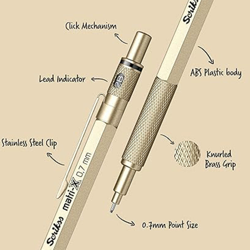 Scrikss | Matri-X | Mechanical Pencil | Metallic Gold-0.7mm