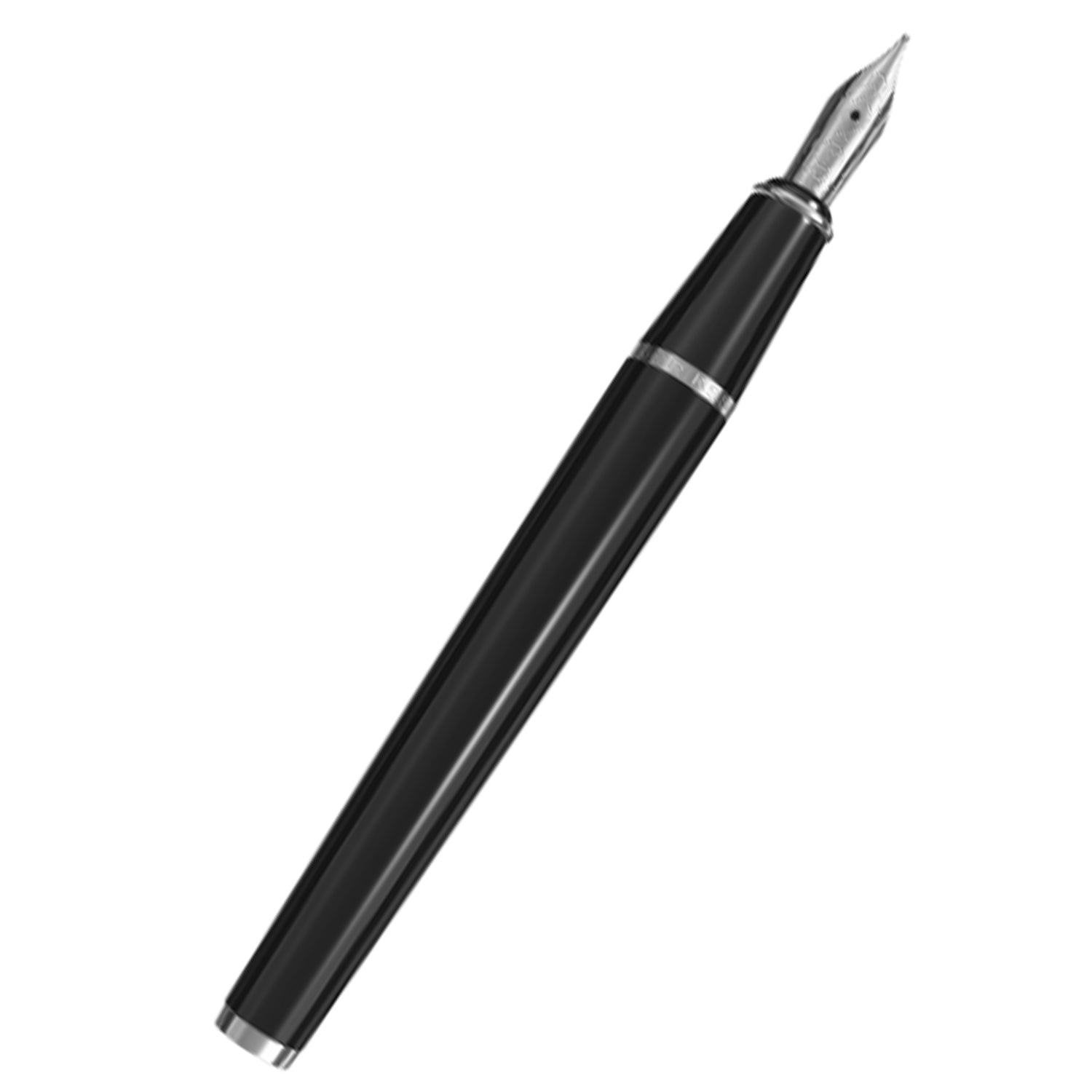 Scrikss Metropolis 78 Black Fountain Ink Pen With Medium Size Nib,Stainless Steel Cap, Chrome Trims, Mounted Converter