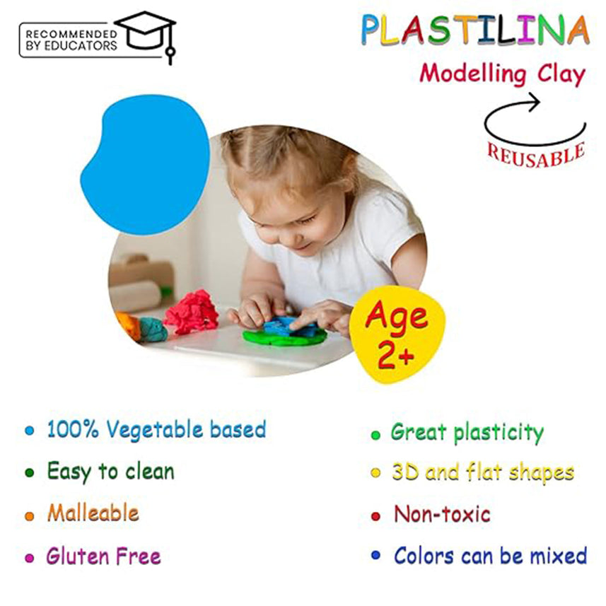 Jovi Plastilina Red Non-Drying Modelling Clay for Art & Craft, Pack of 6 Bars - 50gms Each for Fine Motor Skills, Moulding, Pottery Sculpting Project Work with Dough