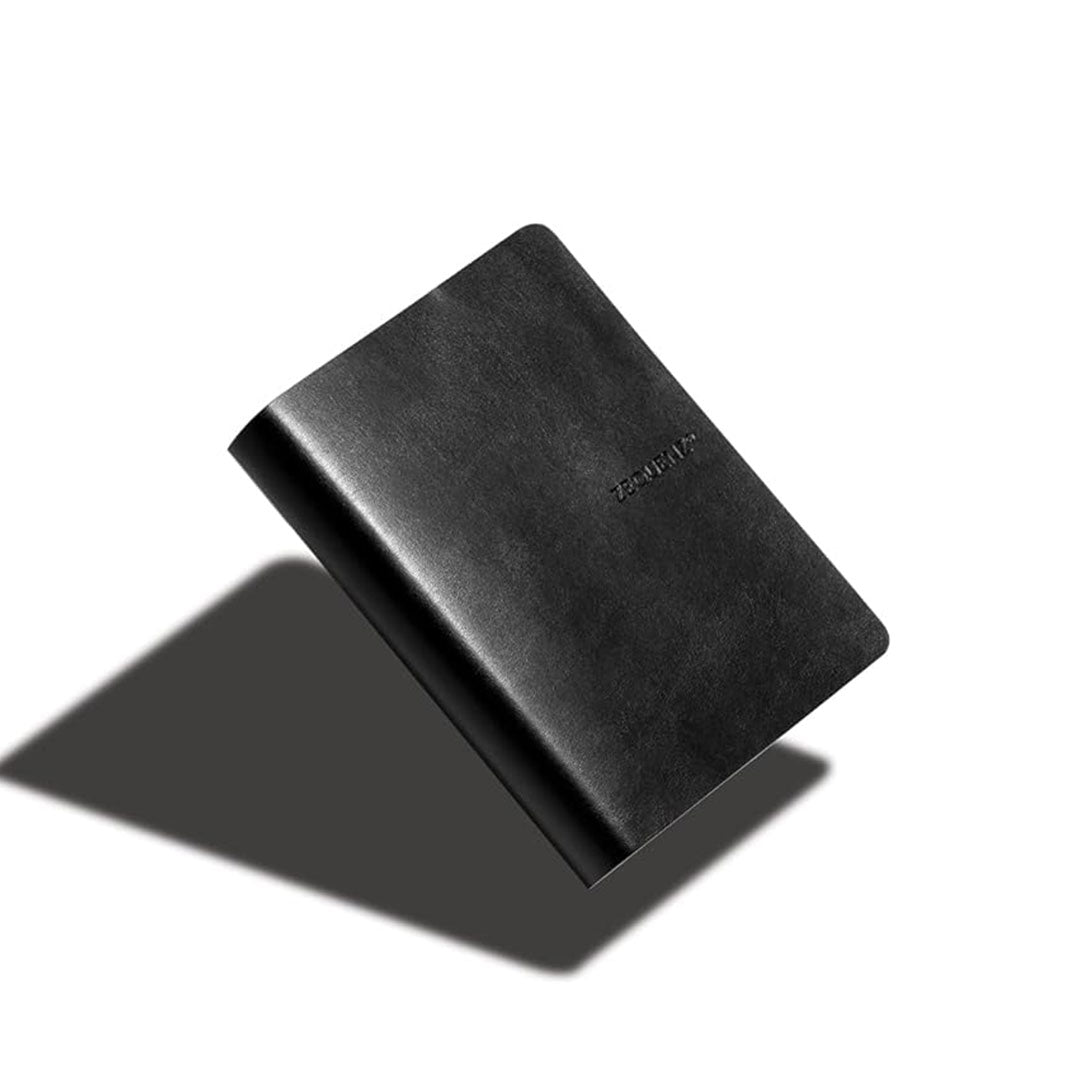 Zequenz Signature Classic 360° Notebook A7 - Soft Cover, 200 Sheets, Flat & Flexible, 70 g/m² Paper, Lined, Black, Filler-Friendly & Minimalist