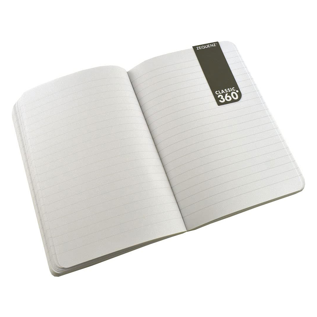 Zequenz B6 Ruled Notebook – Black | Roll-up journal | 200 Sheets, 70 GSM | 360° Flexible Soft Cover| Classic Signature Series